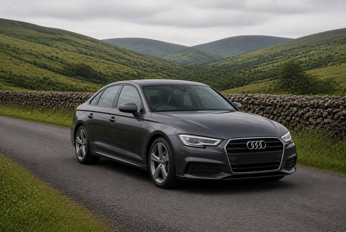 Illustration of a used Audi A6 in the Irish countryside