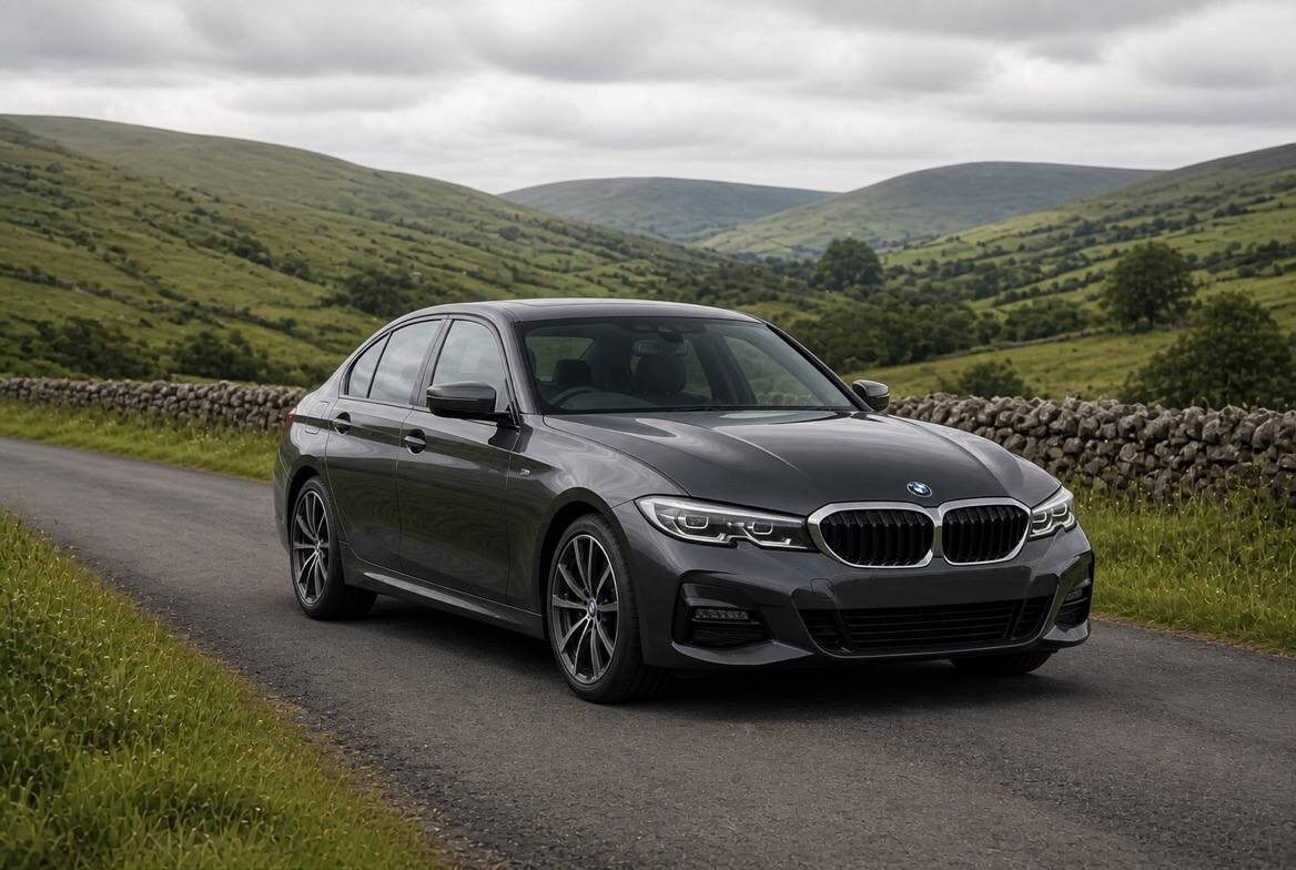 Illustration of a used BMW 5 Series in the Irish countryside