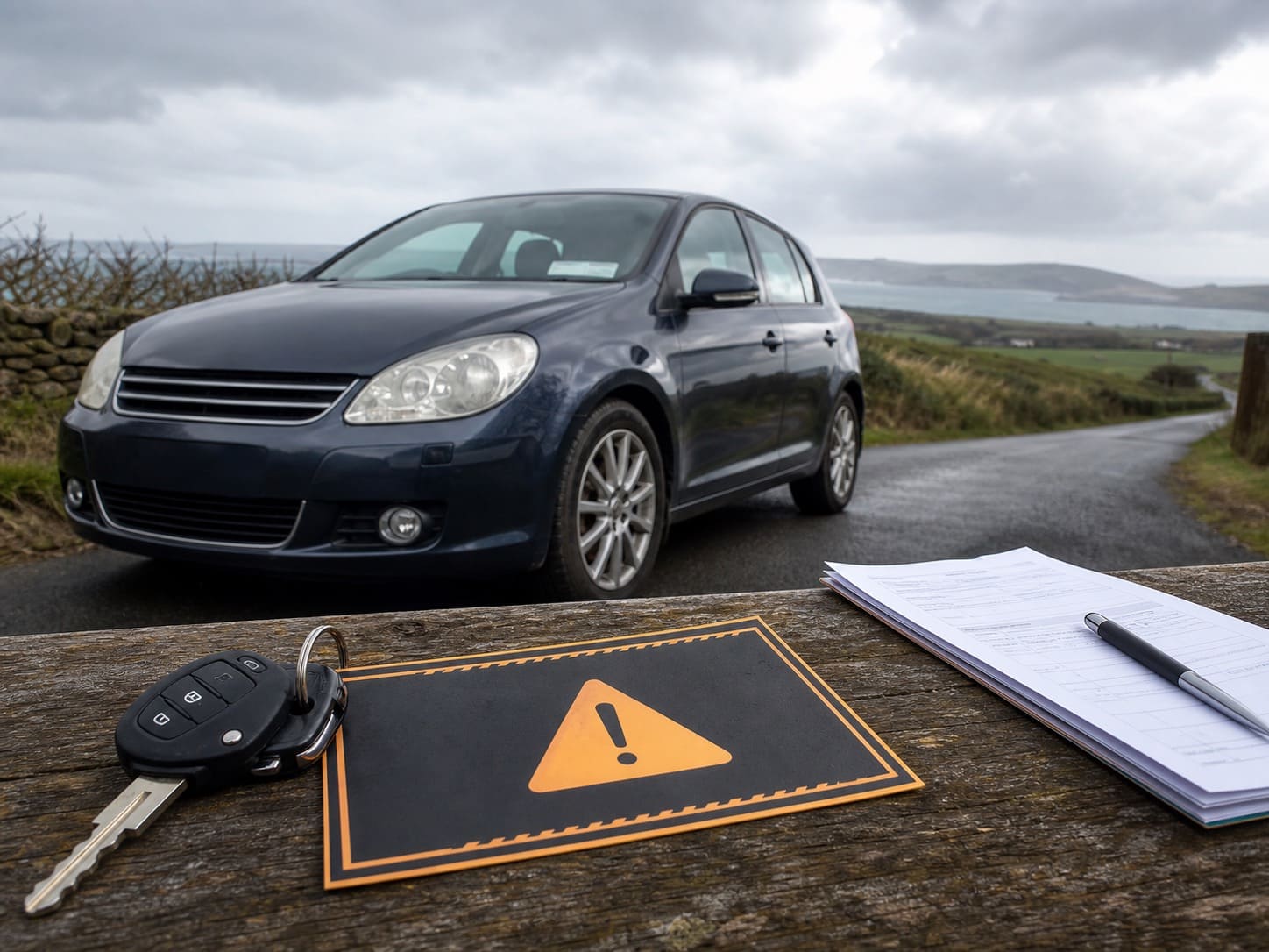 Illustration of a used car in Ireland being sold without a fresh NCT