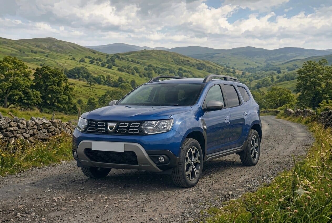 Illustration of a used Dacia Duster in the Irish countryside