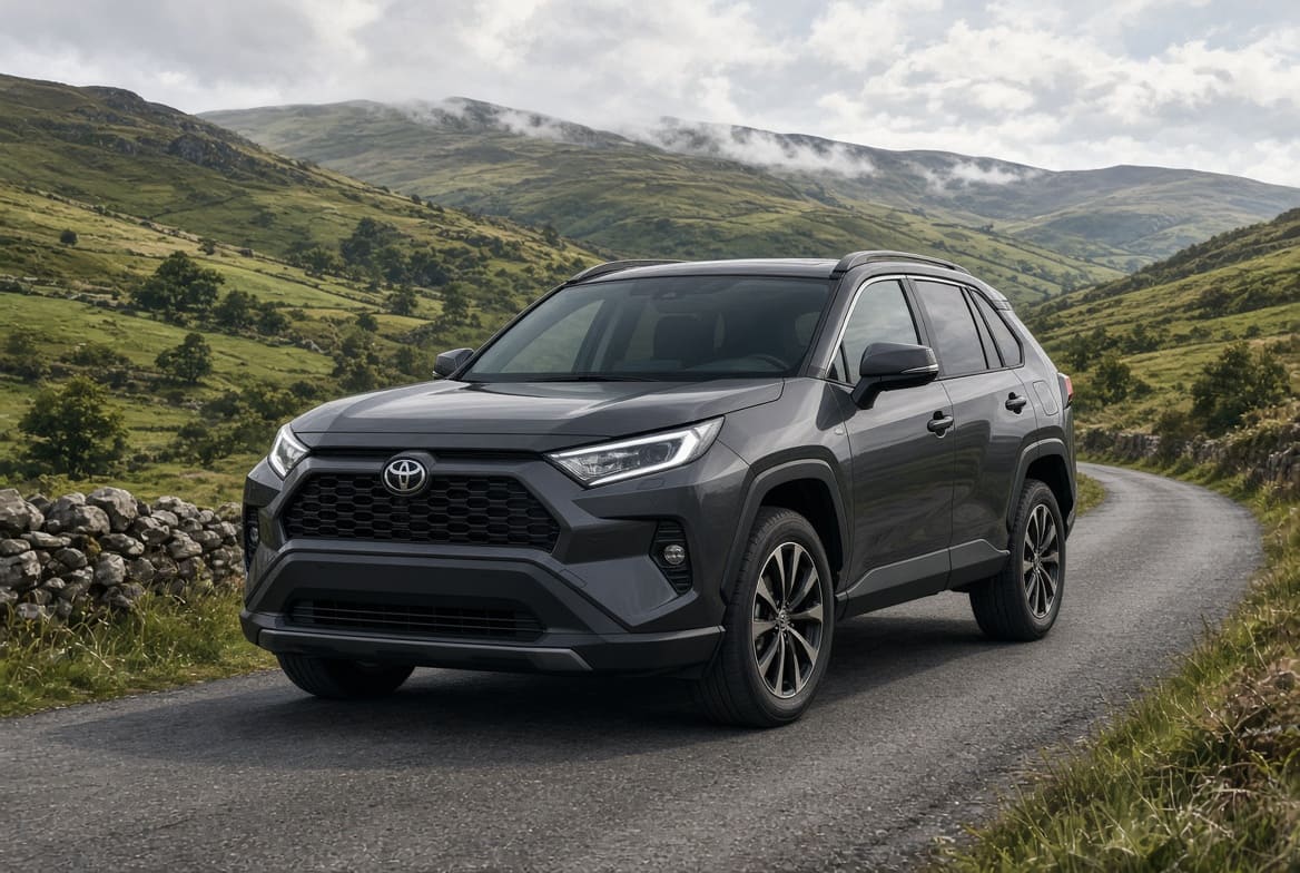 Illustration of a used Toyota RAV4 in the Irish countryside
