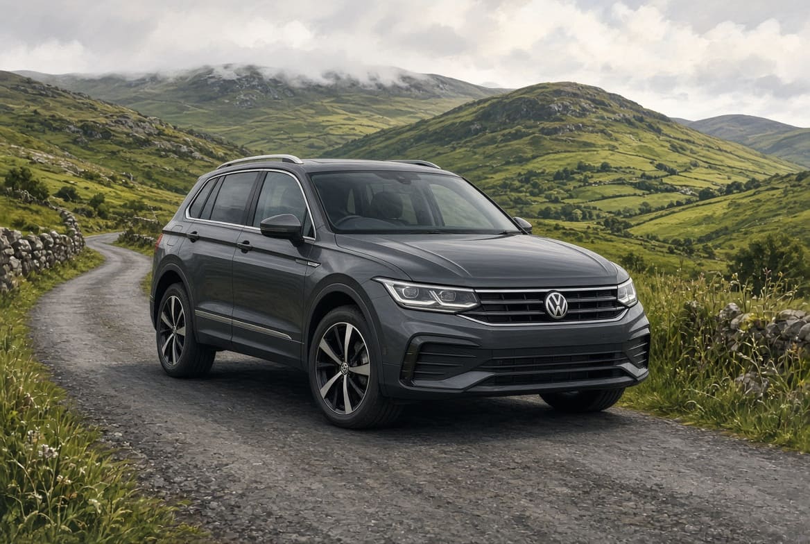 Illustration of a used Volkswagen Tiguan in the Irish countryside