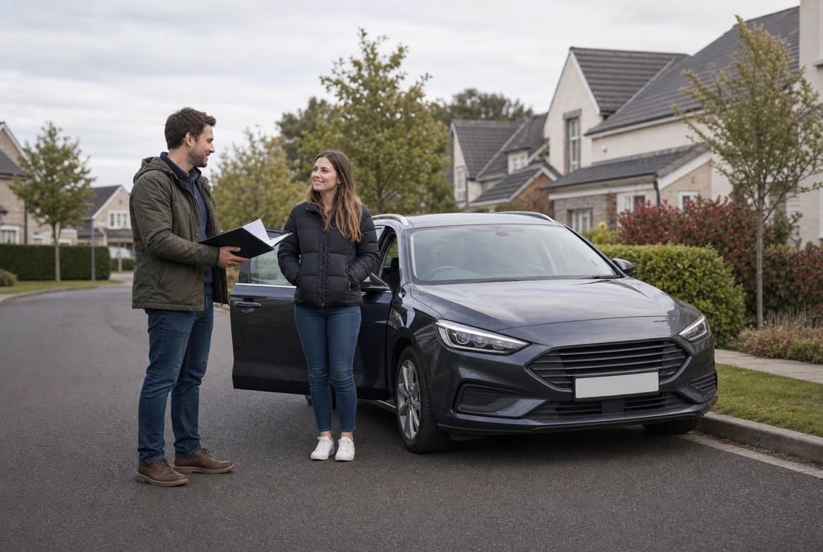 Editorial illustration for selling a car privately in Ireland