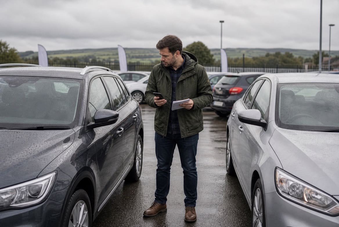 Editorial illustration for buying a second-hand car in Ireland