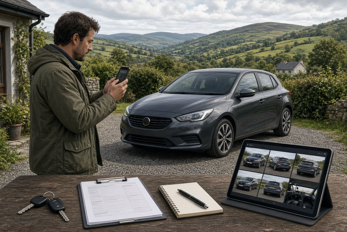Illustration of preparing and selling a used car privately in Ireland